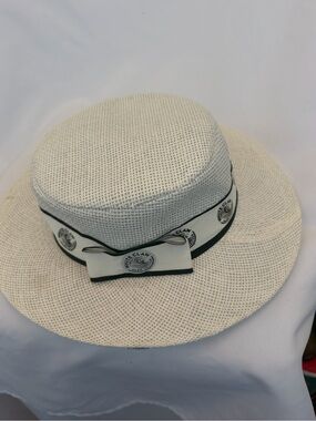 WHITE CLAW woven beige Hat with ribbon